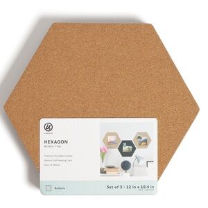 3 hexagon cork bullet board tiles